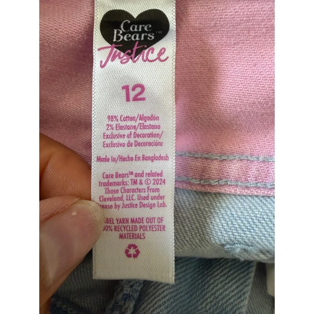 Y2K Justice x Care Bears Girls Colorblock Flare Jeans Size 12 Light Wash Retro